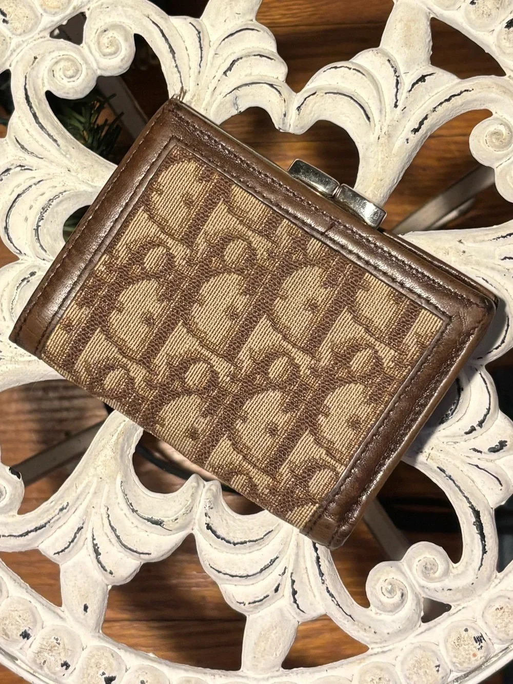 Vintage Christian Dior Oblique Canvas Bifold Wallet in Brown